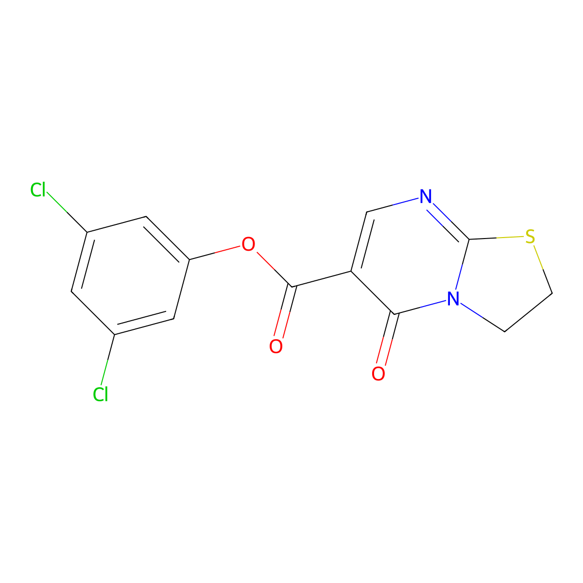 3,5-Dichlorophenyl 2,3-dihydro-5-oxo-5H-thiazolo(3,2-a)pyrimidine-6-carboxylate molecular structure, CAS 254880-55-2