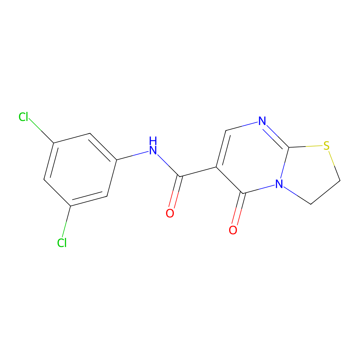N-(3,5-dichlorophenyl)-5-oxo-3,5-dihydro-2H-thiazolo[3,2-a]pyrimidine-6-carboxamide molecular structure, CAS 254880-59-6