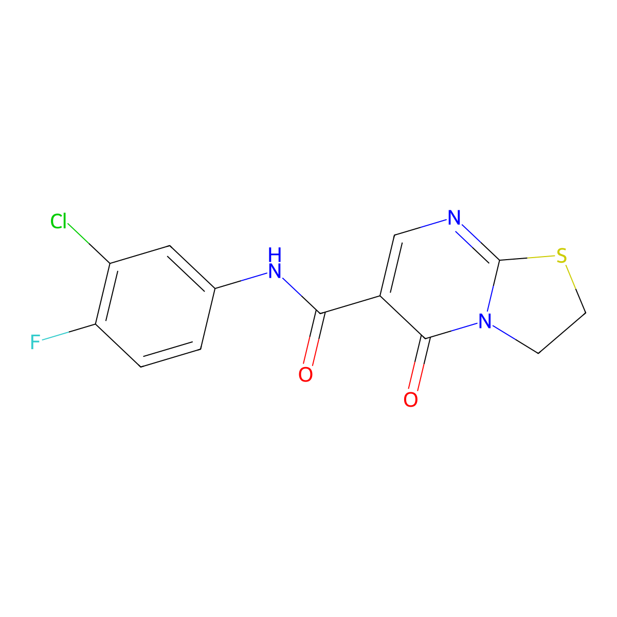 N-(3-chloro-4-fluorophenyl)-5-oxo-3,5-dihydro-2H-thiazolo[3,2-a]pyrimidine-6-carboxamide molecular structure, CAS 254880-63-2