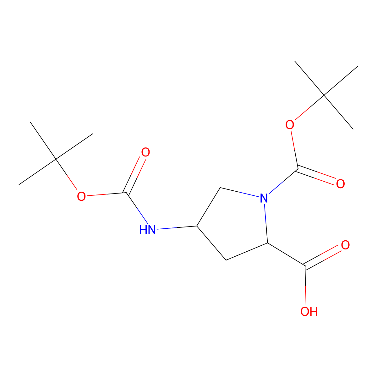 (4R)-1-Boc-4-(Boc-amino)-L-proline molecular structure, CAS 254881-66-8