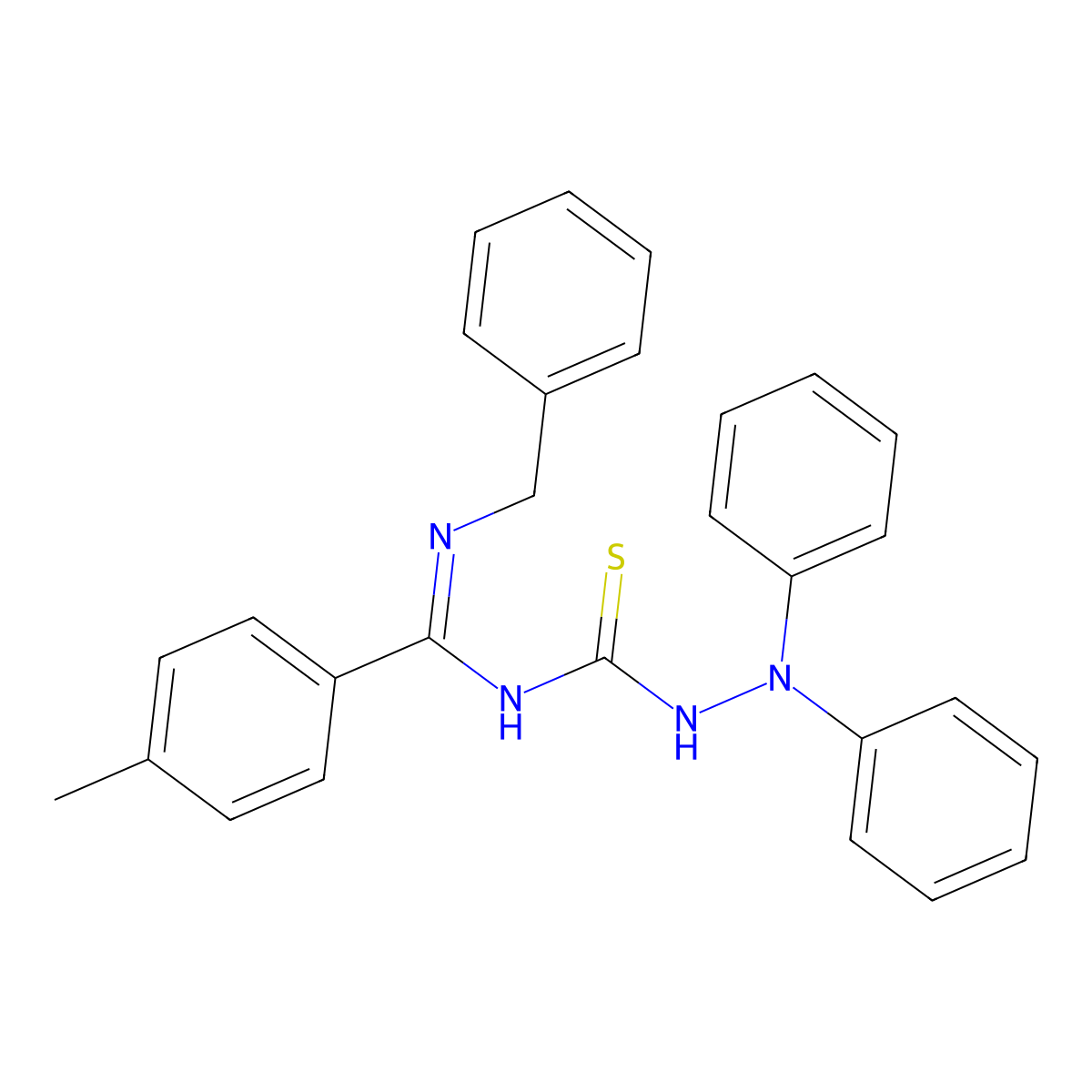 N-[(E)-(benzylimino)(4-methylphenyl)methyl]-2,2-diphenylhydrazinecarbothioamide molecular structure, CAS 254887-81-5