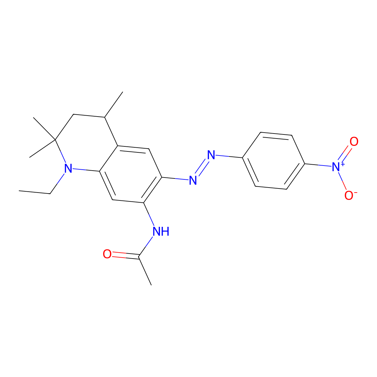 Acetamide, N-[1-ethyl-1,2,3,4-tetrahydro-2,2,4-trimethyl-6-[2-(4-nitrophenyl)diazenyl]-7-quinolinyl]- molecular structure, CAS 254887-84-8