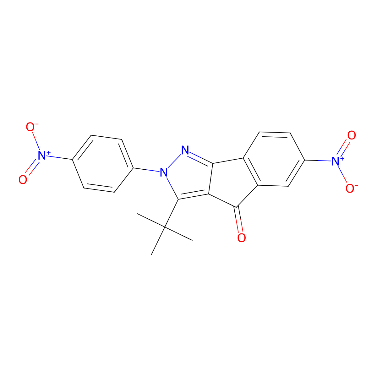 3-(Tert-butyl)-2-(4-nitrophenyl)-6-nitroindeno[3,2-C]pyrazol-4-one molecular structure, CAS 254888-04-5