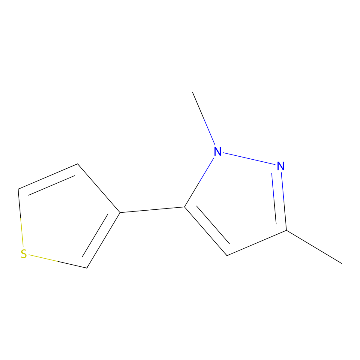 1,3-Dimethyl-5-(3-thienyl)-1H-pyrazole molecular structure, CAS 2548904-22-7