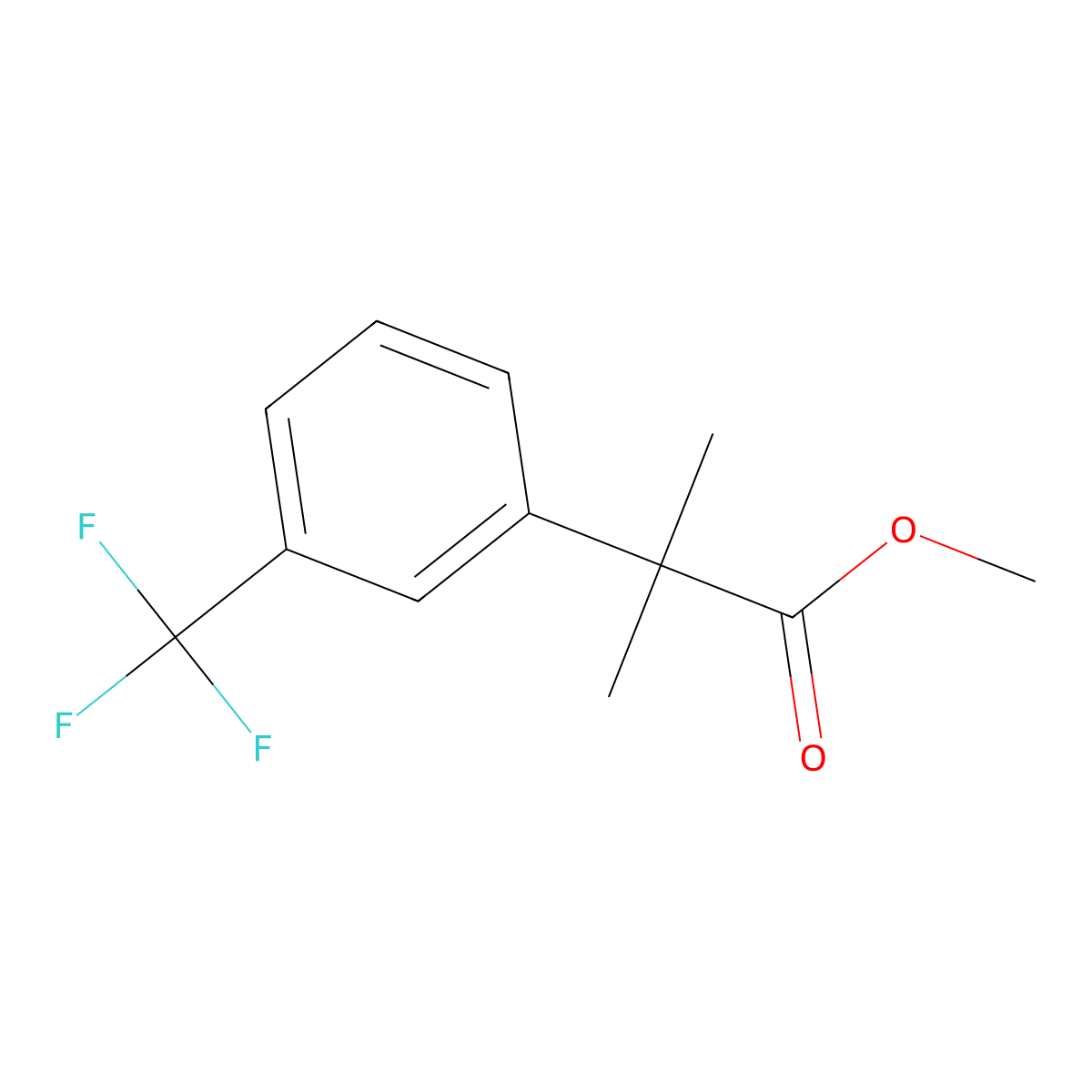 Methyl 2-methyl-2-(3-(trifluoromethyl)phenyl)propanoate molecular structure, CAS 254895-41-5
