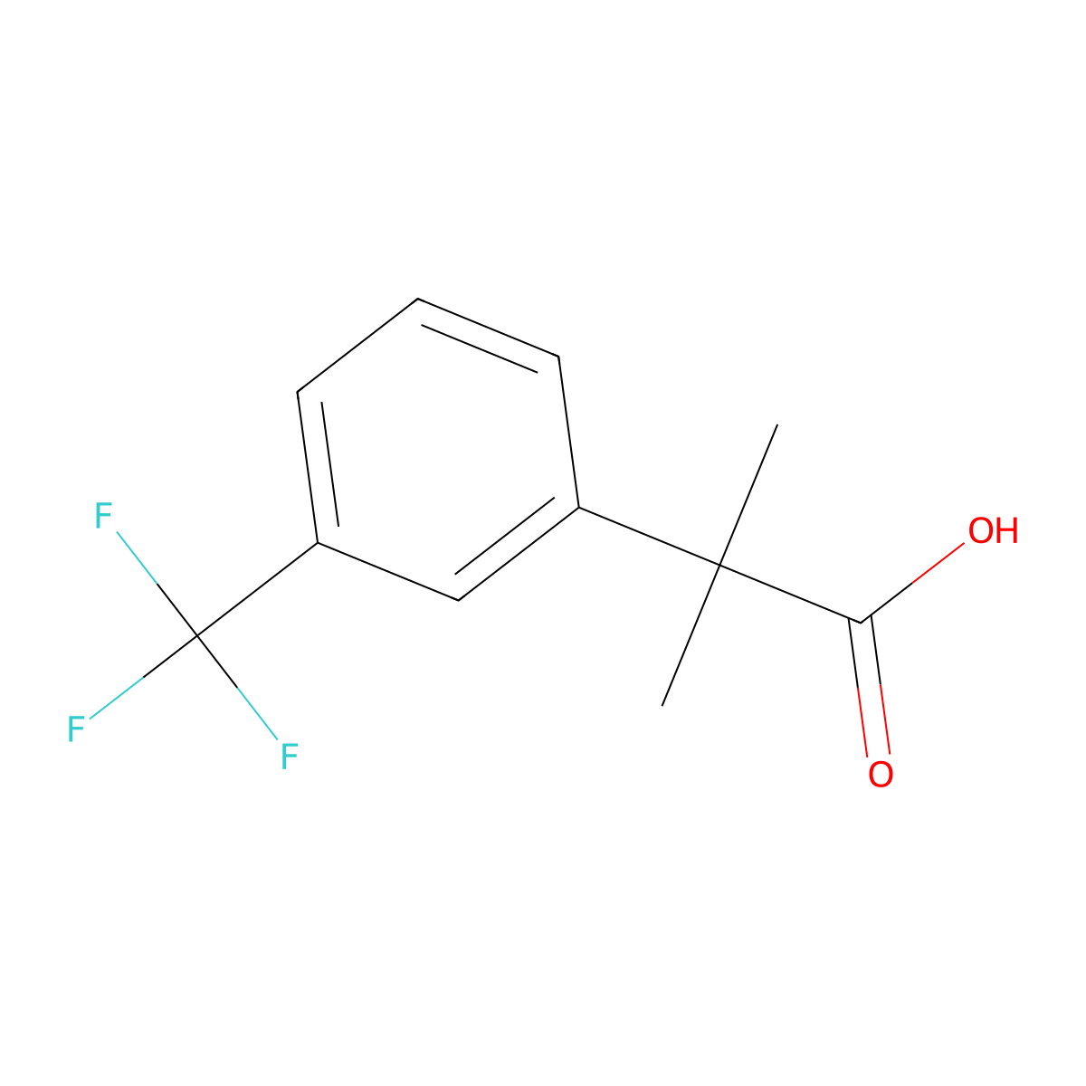2-Methyl-2-[3-(trifluoromethyl)phenyl]propanoic acid molecular structure, CAS 254895-42-6