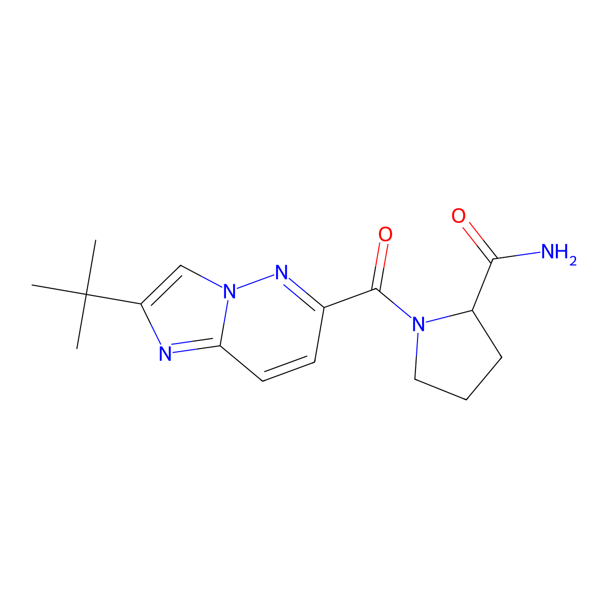 1-{2-Tert-butylimidazo[1,2-b]pyridazine-6-carbonyl}pyrrolidine-2-carboxamide molecular structure, CAS 2548974-95-2