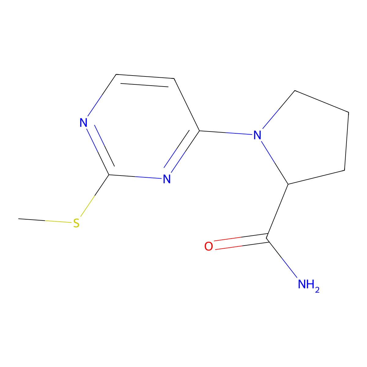 1-[2-(Methylsulfanyl)pyrimidin-4-yl]pyrrolidine-2-carboxamide molecular structure, CAS 2548974-97-4