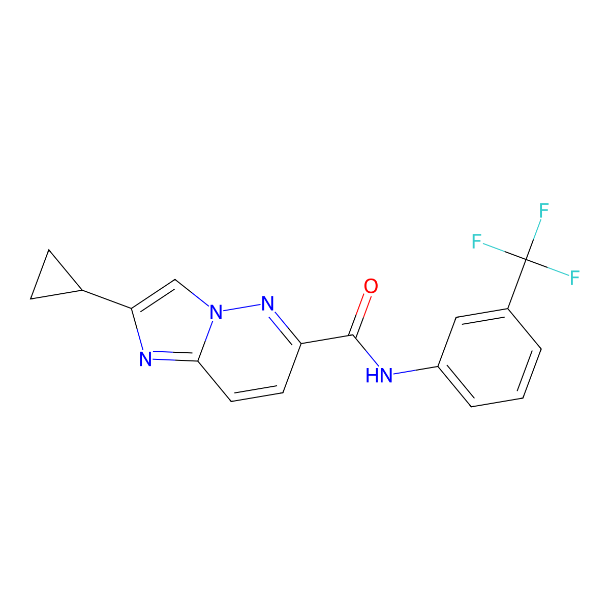 2-cyclopropyl-N-[3-(trifluoromethyl)phenyl]imidazo[1,2-b]pyridazine-6-carboxamide molecular structure, CAS 2548975-08-0