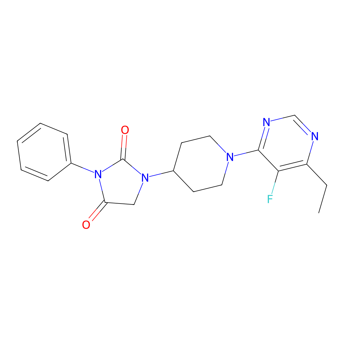 1-[1-(6-Ethyl-5-fluoropyrimidin-4-yl)piperidin-4-yl]-3-phenylimidazolidine-2,4-dione molecular structure, CAS 2548975-15-9