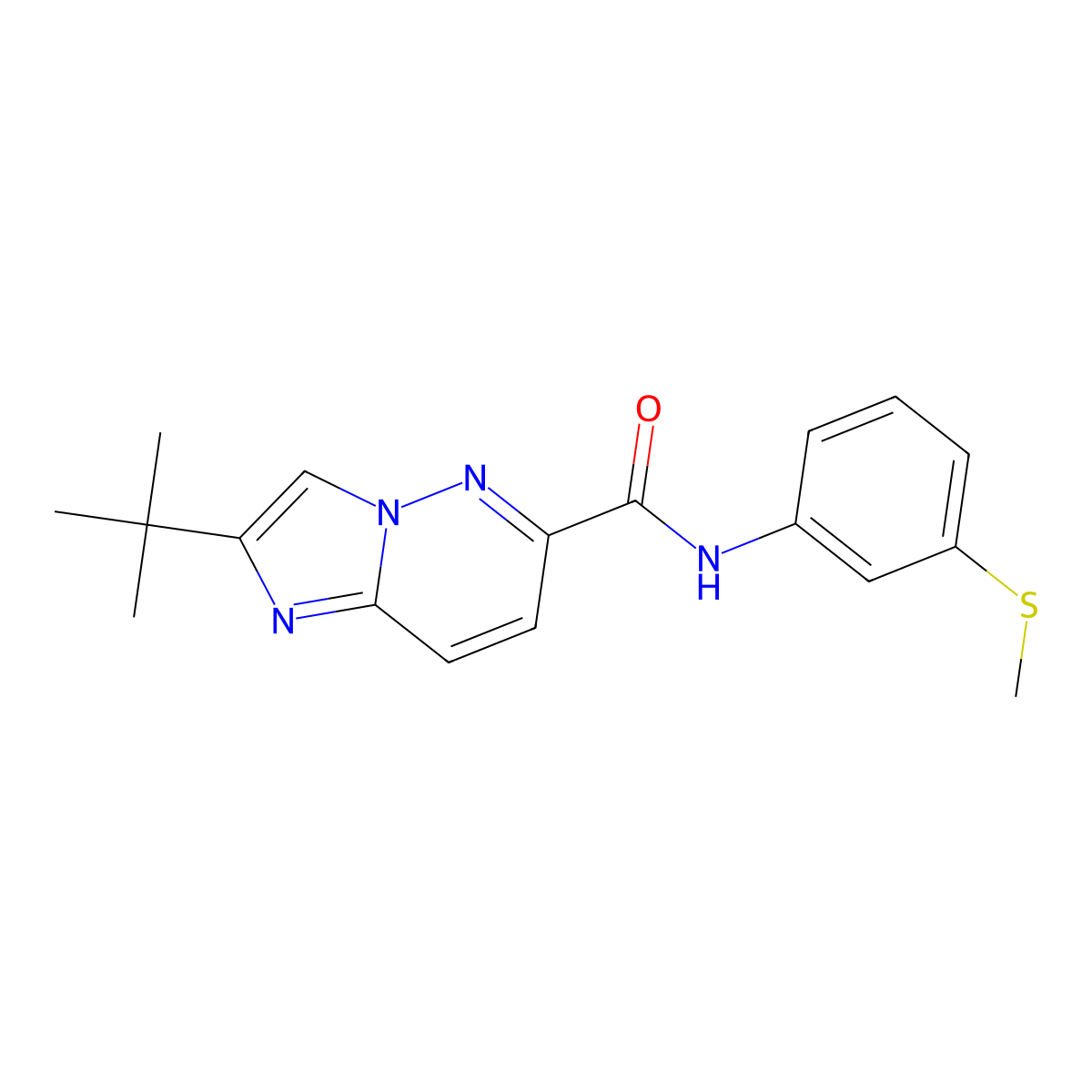 2-tert-butyl-N-[3-(methylsulfanyl)phenyl]imidazo[1,2-b]pyridazine-6-carboxamide molecular structure, CAS 2548975-17-1