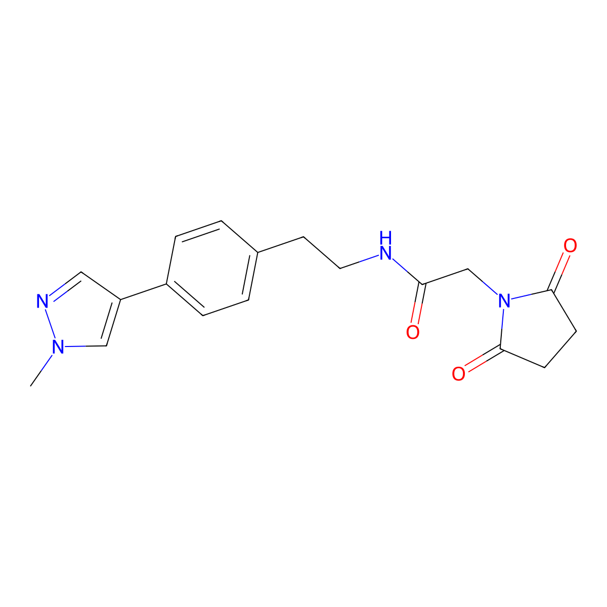 2-(2,5-dioxopyrrolidin-1-yl)-N-{2-[4-(1-methyl-1H-pyrazol-4-yl)phenyl]ethyl}acetamide molecular structure, CAS 2548975-21-7