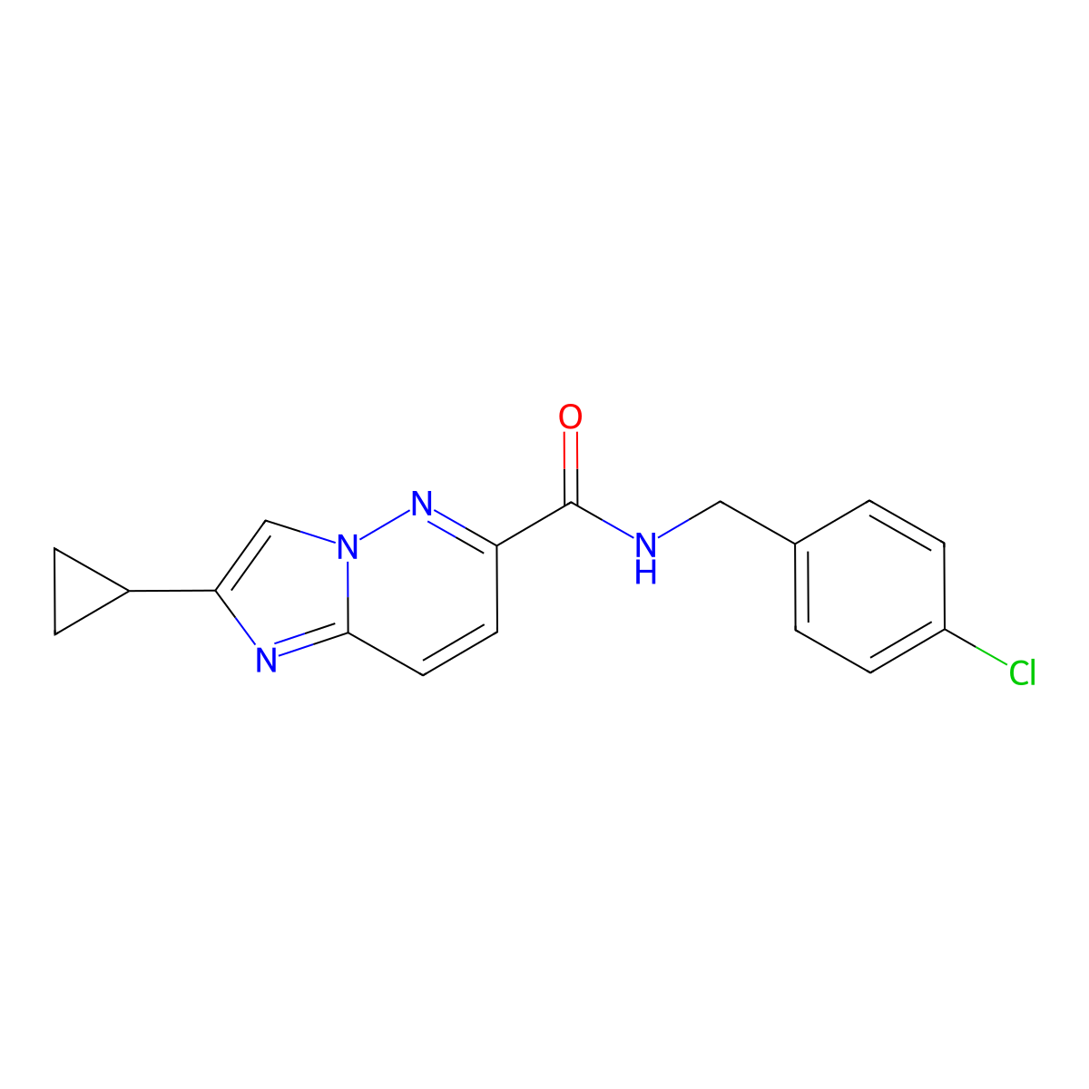 N-[(4-chlorophenyl)methyl]-2-cyclopropylimidazo[1,2-b]pyridazine-6-carboxamide molecular structure, CAS 2548975-23-9
