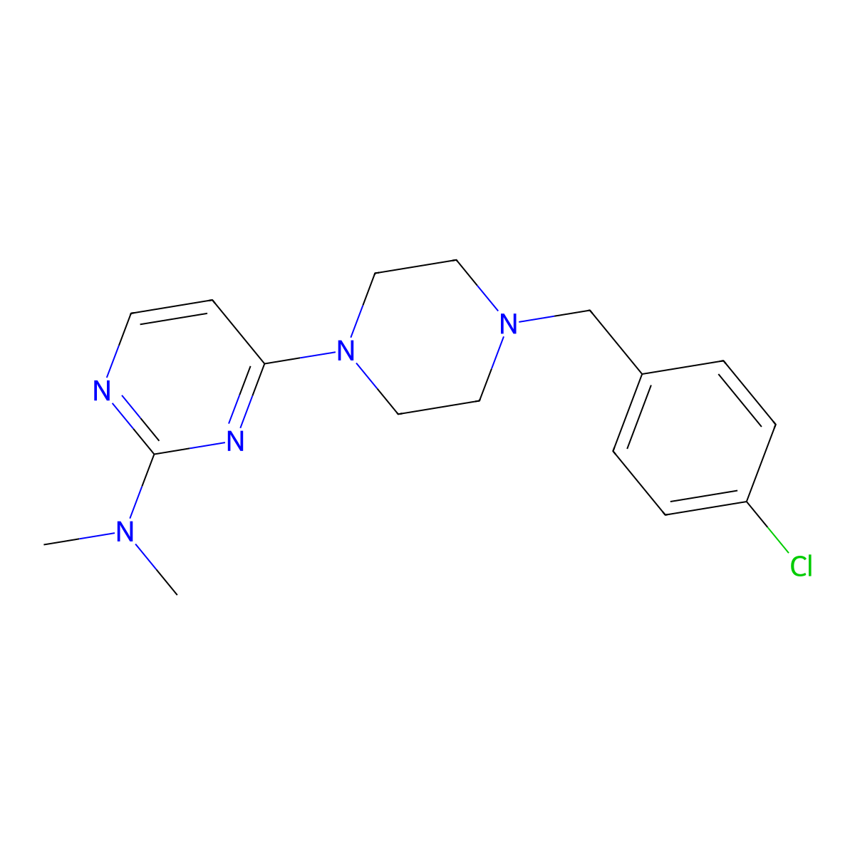 4-{4-[(4-chlorophenyl)methyl]piperazin-1-yl}-N,N-dimethylpyrimidin-2-amine molecular structure, CAS 2548975-25-1