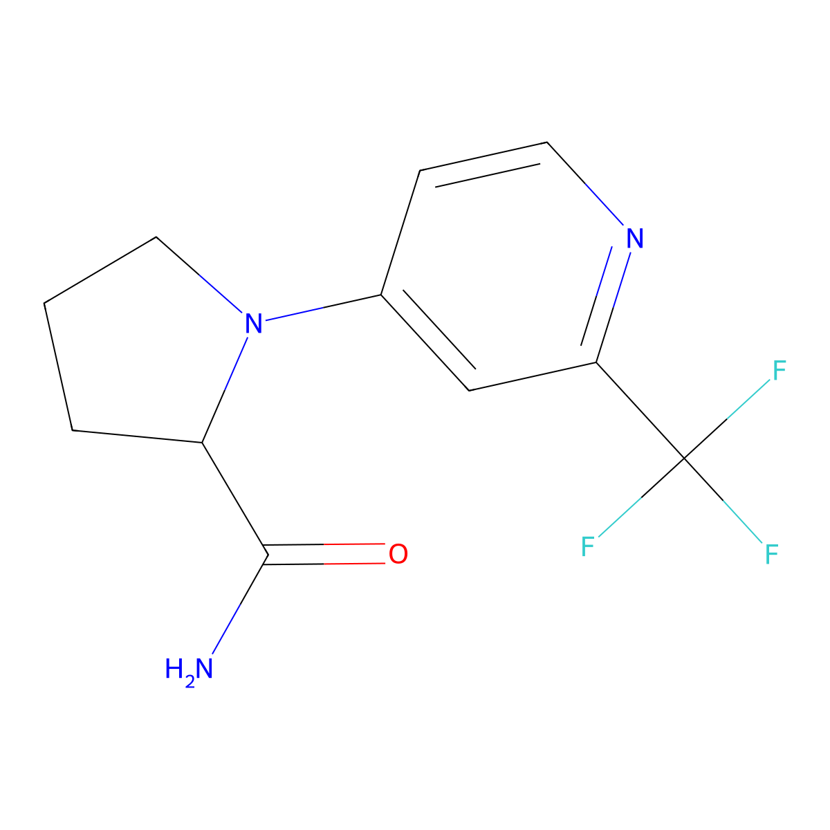 1-[2-(Trifluoromethyl)pyridin-4-yl]pyrrolidine-2-carboxamide molecular structure, CAS 2548975-28-4