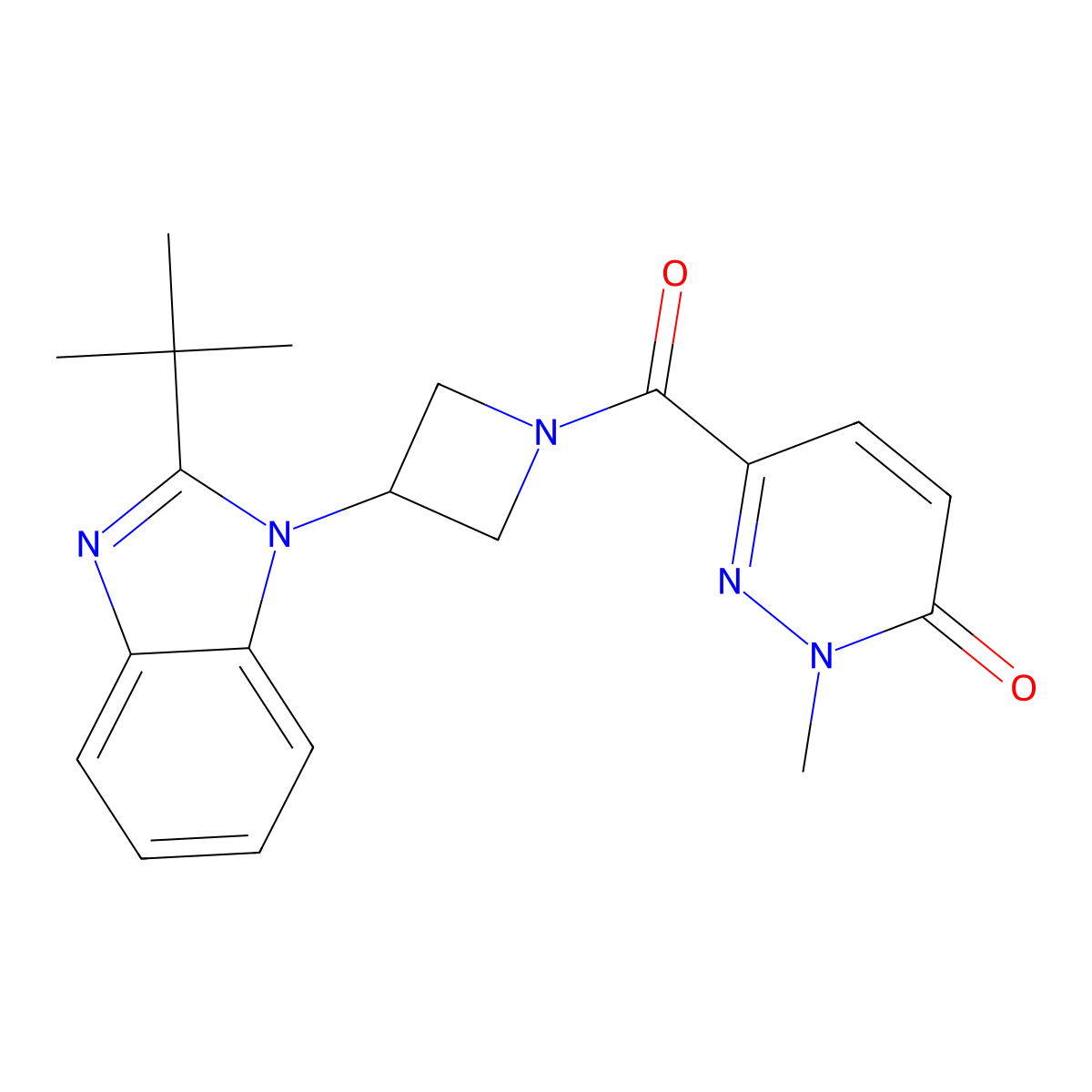 6-[3-(2-tert-butyl-1H-1,3-benzodiazol-1-yl)azetidine-1-carbonyl]-2-methyl-2,3-dihydropyridazin-3-one molecular structure, CAS 2548975-30-8