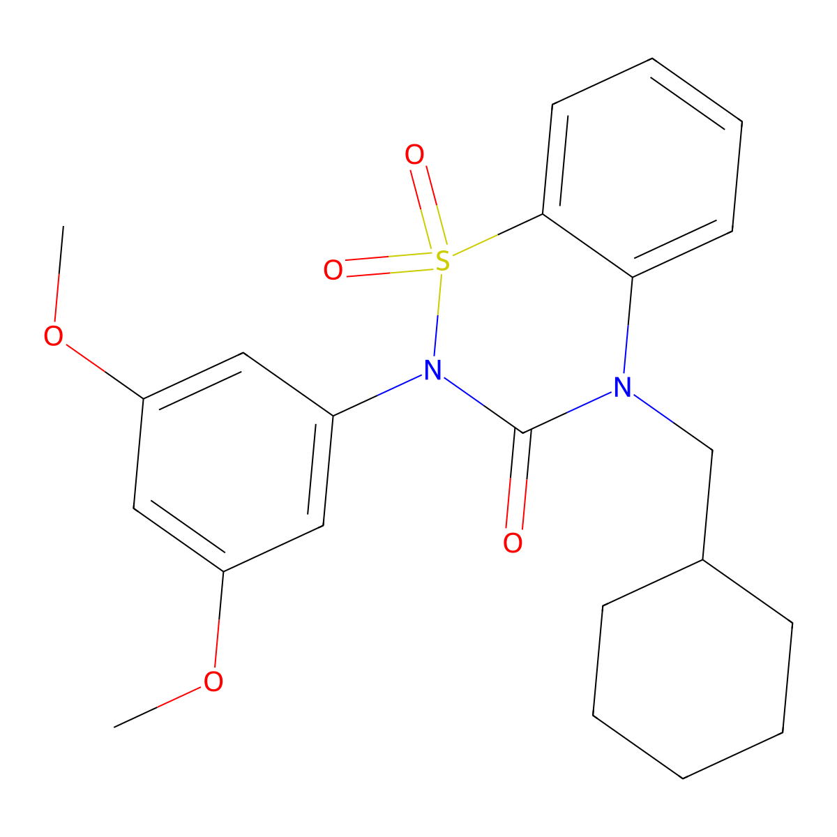 4-(Cyclohexylmethyl)-2-(3,5-dimethoxyphenyl)-1,1-dioxo-1lambda6,2,4-benzothiadiazin-3-one molecular structure, CAS 2548975-34-2