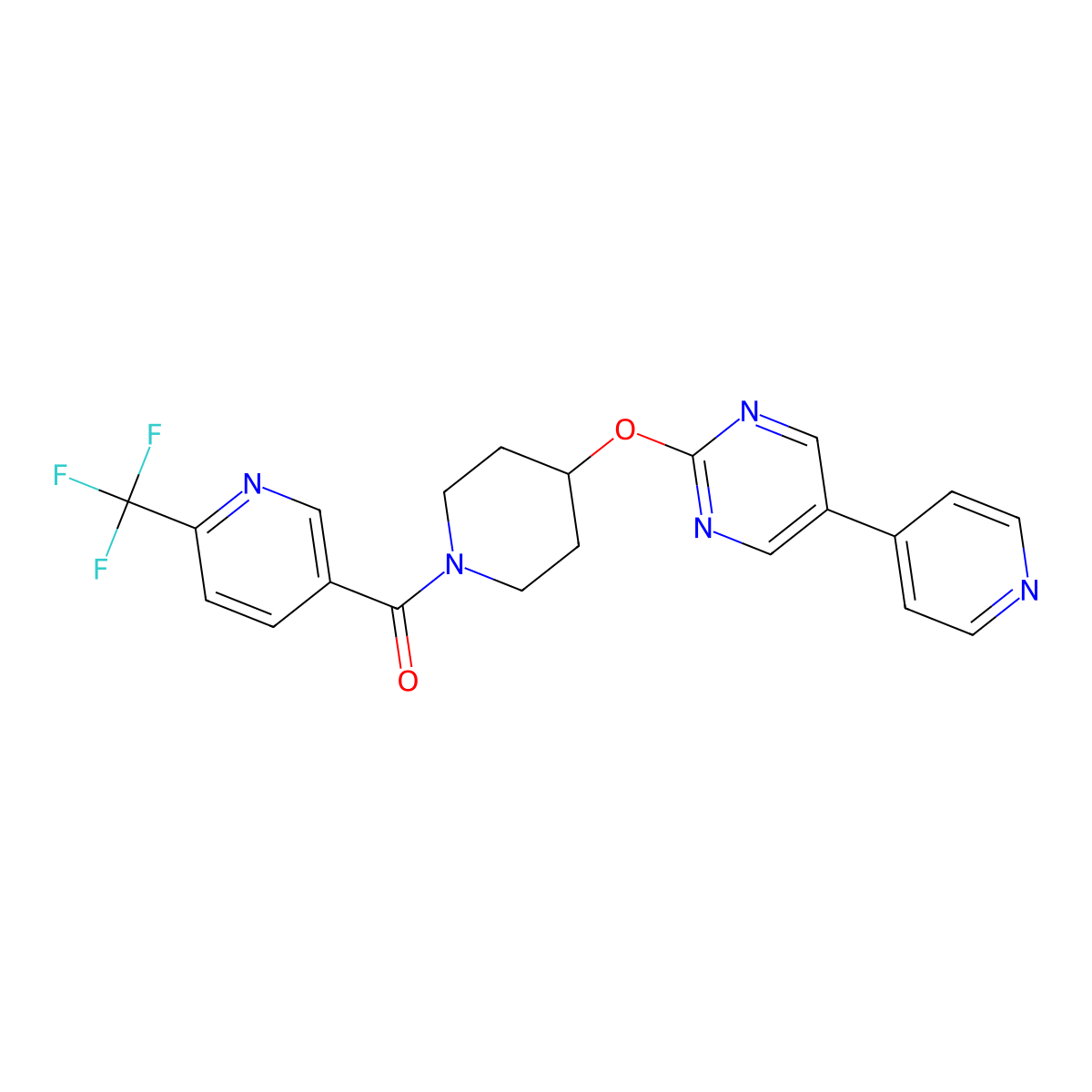 5-(Pyridin-4-yl)-2-({1-[6-(trifluoromethyl)pyridine-3-carbonyl]piperidin-4-yl}oxy)pyrimidine molecular structure, CAS 2548975-35-3