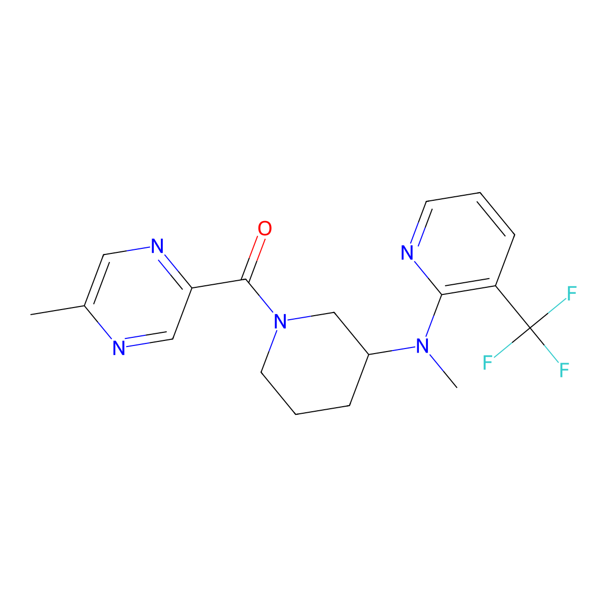 N-methyl-N-[1-(5-methylpyrazine-2-carbonyl)piperidin-3-yl]-3-(trifluoromethyl)pyridin-2-amine molecular structure, CAS 2548975-37-5