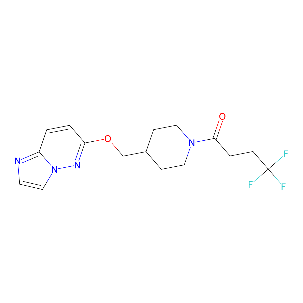 4,4,4-Trifluoro-1-[4-({imidazo[1,2-b]pyridazin-6-yloxy}methyl)piperidin-1-yl]butan-1-one molecular structure, CAS 2548975-40-0