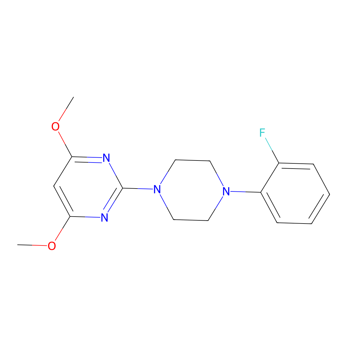 2-[4-(2-Fluorophenyl)piperazin-1-yl]-4,6-dimethoxypyrimidine molecular structure, CAS 2548975-41-1