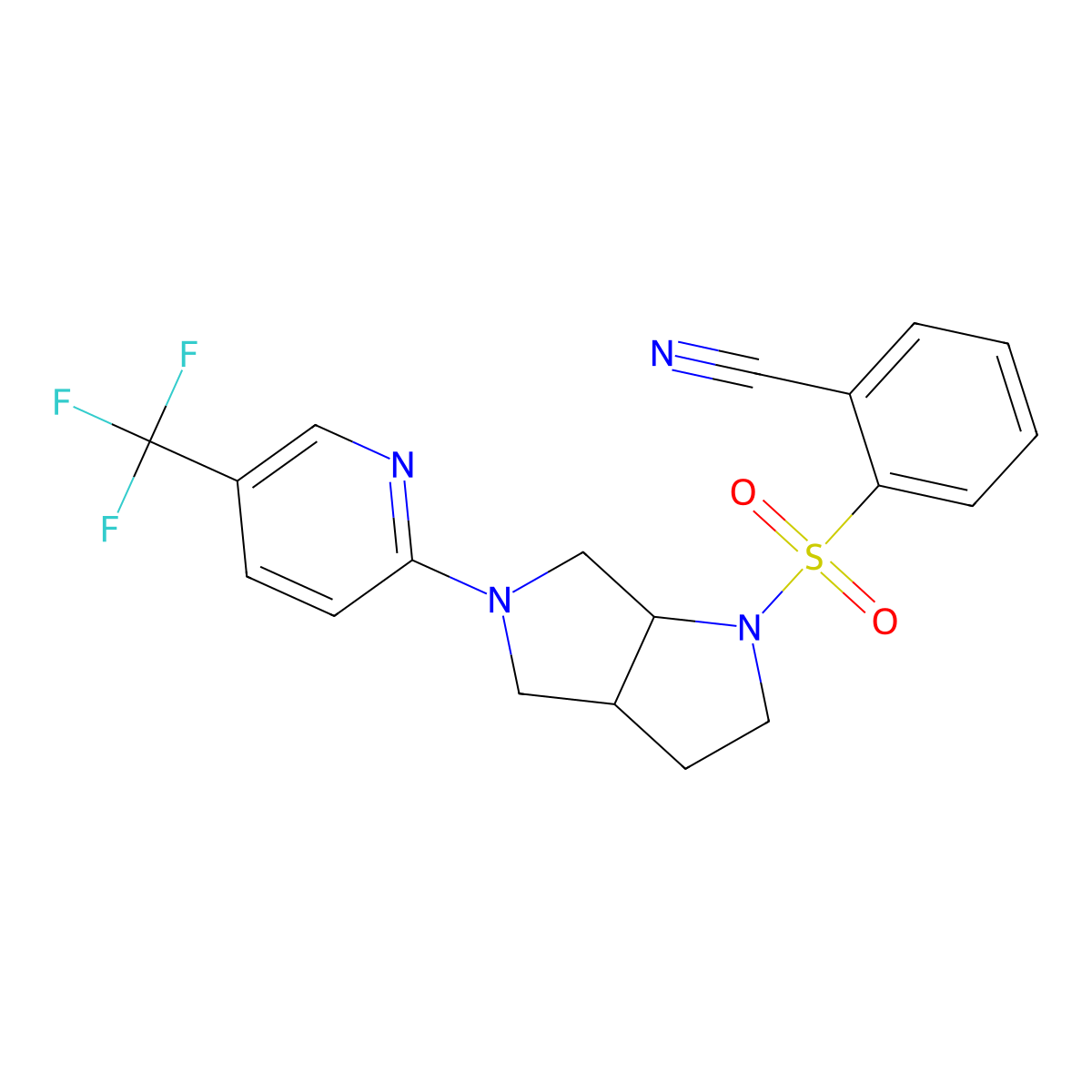 2-({5-[5-(Trifluoromethyl)pyridin-2-yl]-octahydropyrrolo[2,3-c]pyrrol-1-yl}sulfonyl)benzonitrile molecular structure, CAS 2548975-49-9