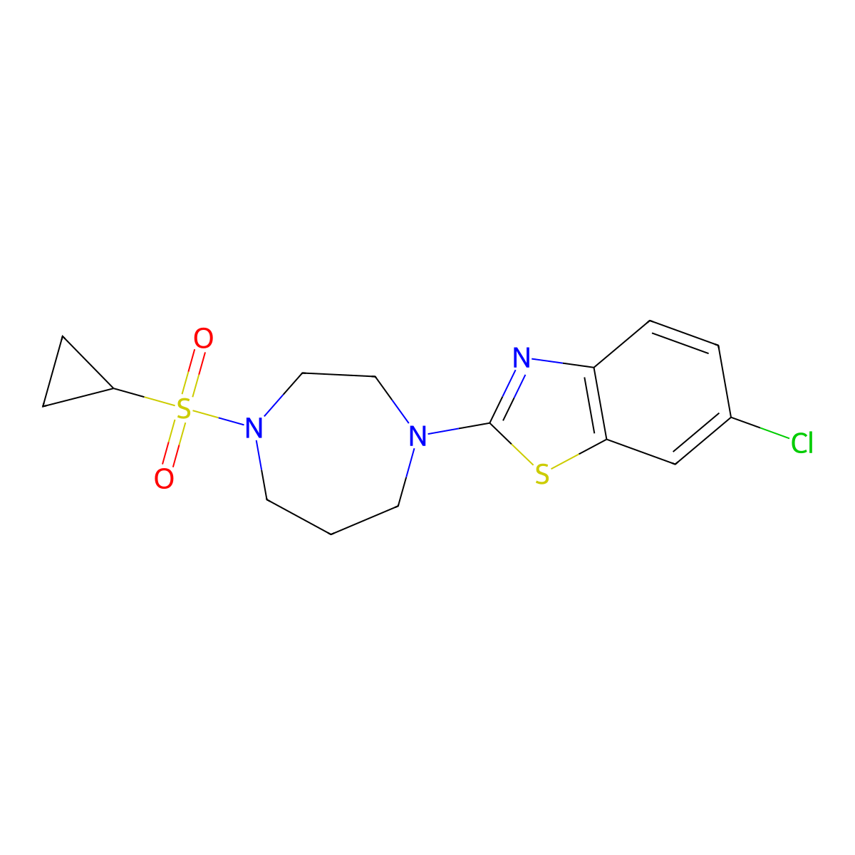 6-Chloro-2-[4-(cyclopropanesulfonyl)-1,4-diazepan-1-yl]-1,3-benzothiazole molecular structure, CAS 2548975-50-2