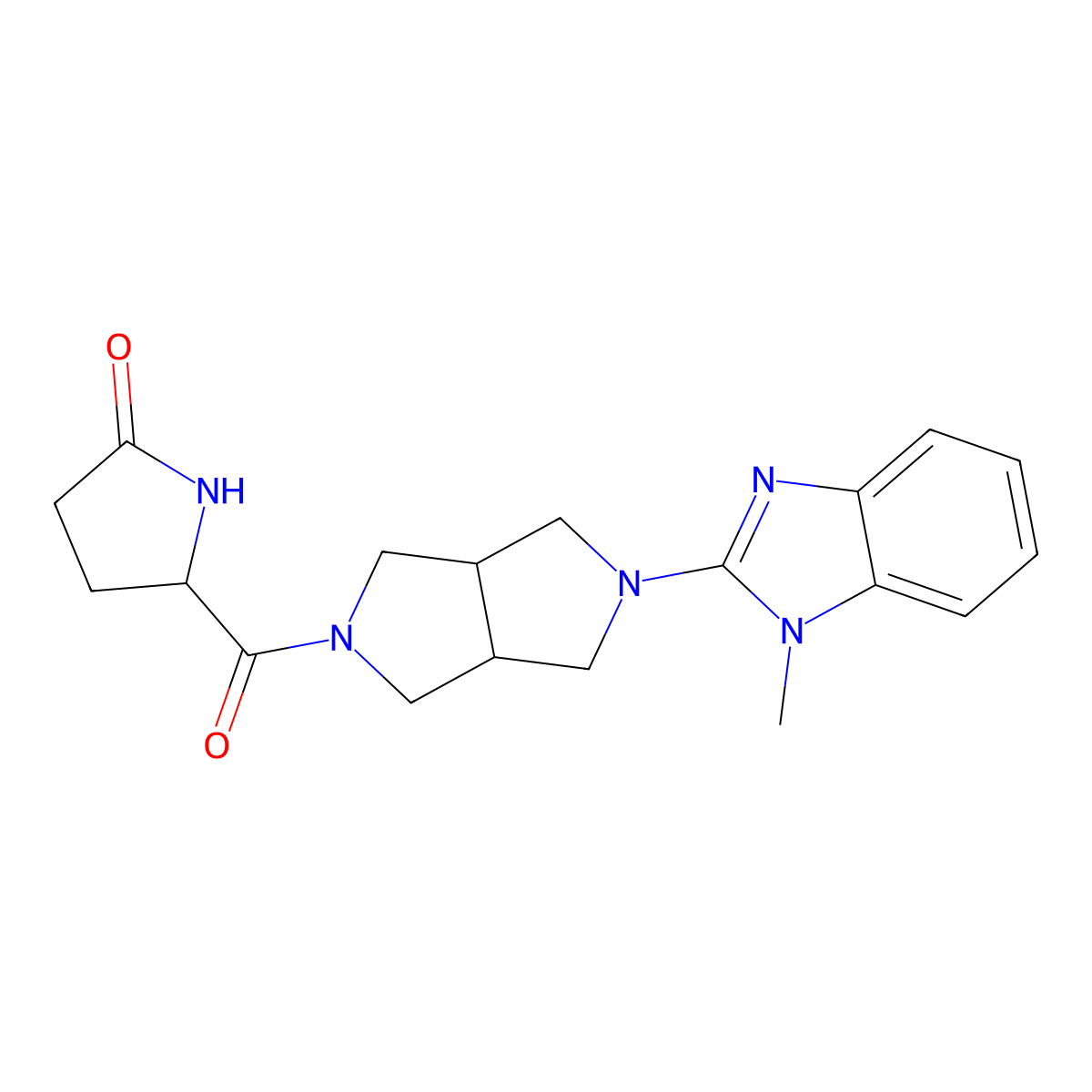 5-[5-(1-methyl-1H-1,3-benzodiazol-2-yl)-octahydropyrrolo[3,4-c]pyrrole-2-carbonyl]pyrrolidin-2-one molecular structure, CAS 2548975-59-1