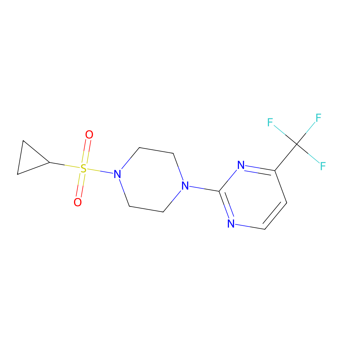 2-[4-(Cyclopropanesulfonyl)piperazin-1-yl]-4-(trifluoromethyl)pyrimidine molecular structure, CAS 2548975-61-5
