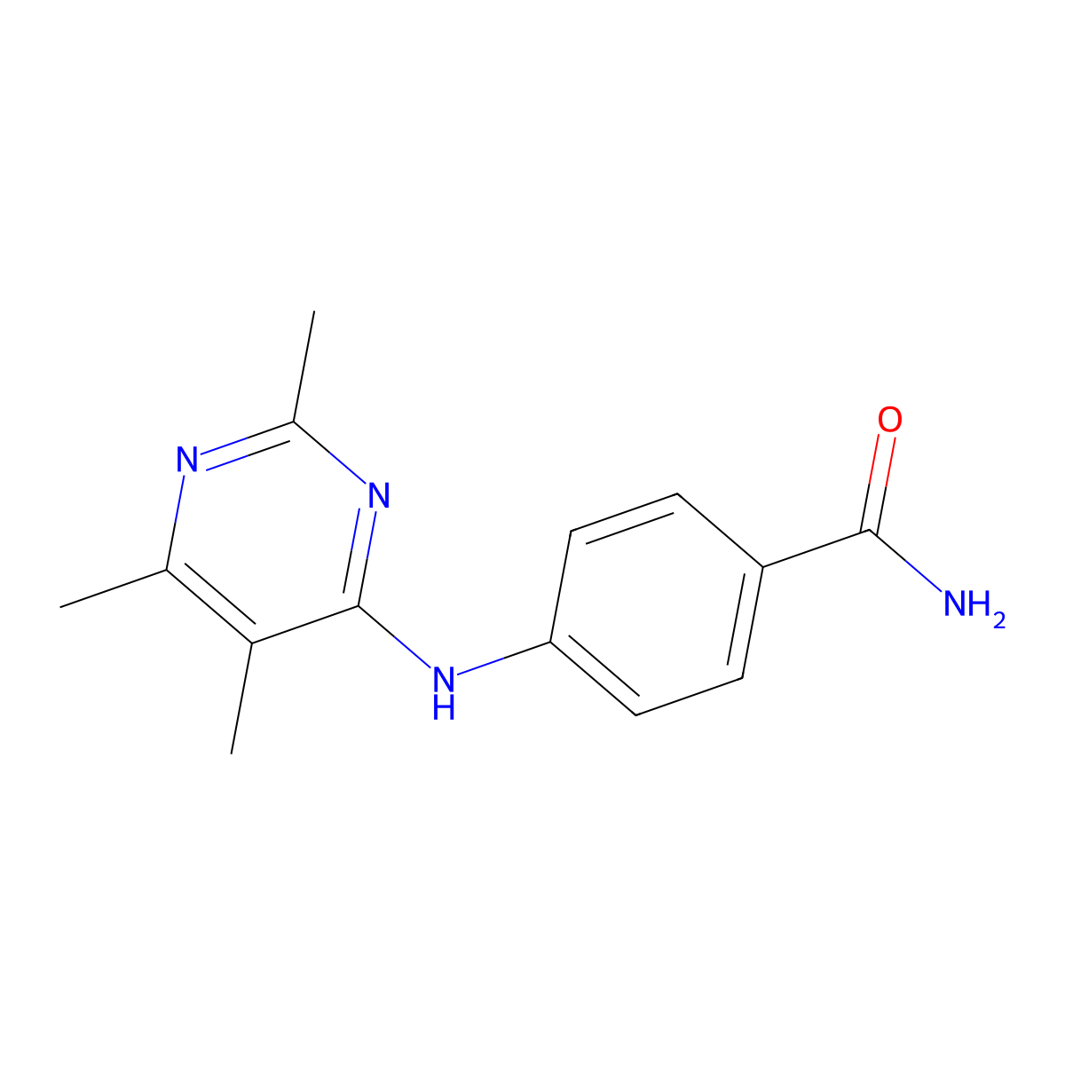 4-[(2,5,6-Trimethylpyrimidin-4-yl)amino]benzamide molecular structure, CAS 2548975-64-8