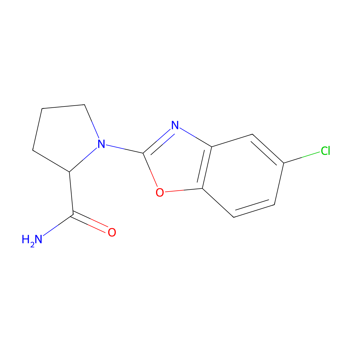 1-(5-Chloro-1,3-benzoxazol-2-yl)pyrrolidine-2-carboxamide molecular structure, CAS 2548975-69-3