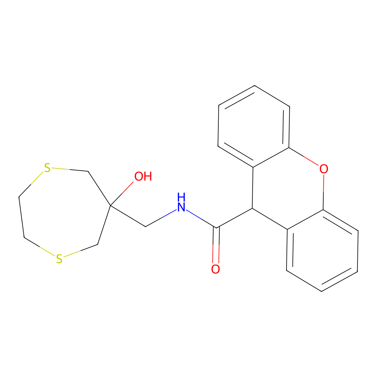 N-[(6-hydroxy-1,4-dithiepan-6-yl)methyl]-9H-xanthene-9-carboxamide molecular structure, CAS 2548975-76-2