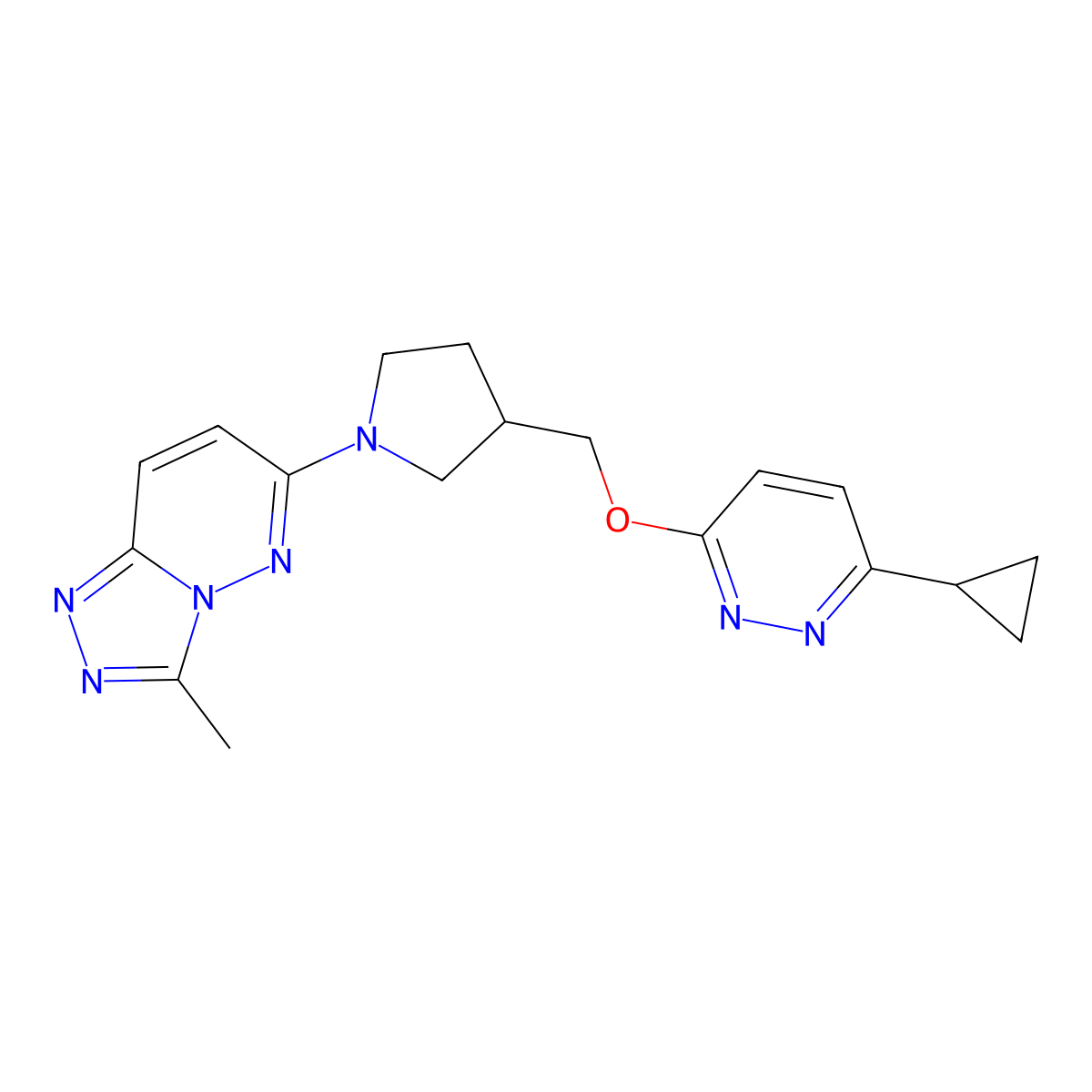 3-Cyclopropyl-6-[(1-{3-methyl-[1,2,4]triazolo[4,3-b]pyridazin-6-yl}pyrrolidin-3-yl)methoxy]pyridazine molecular structure, CAS 2548975-78-4