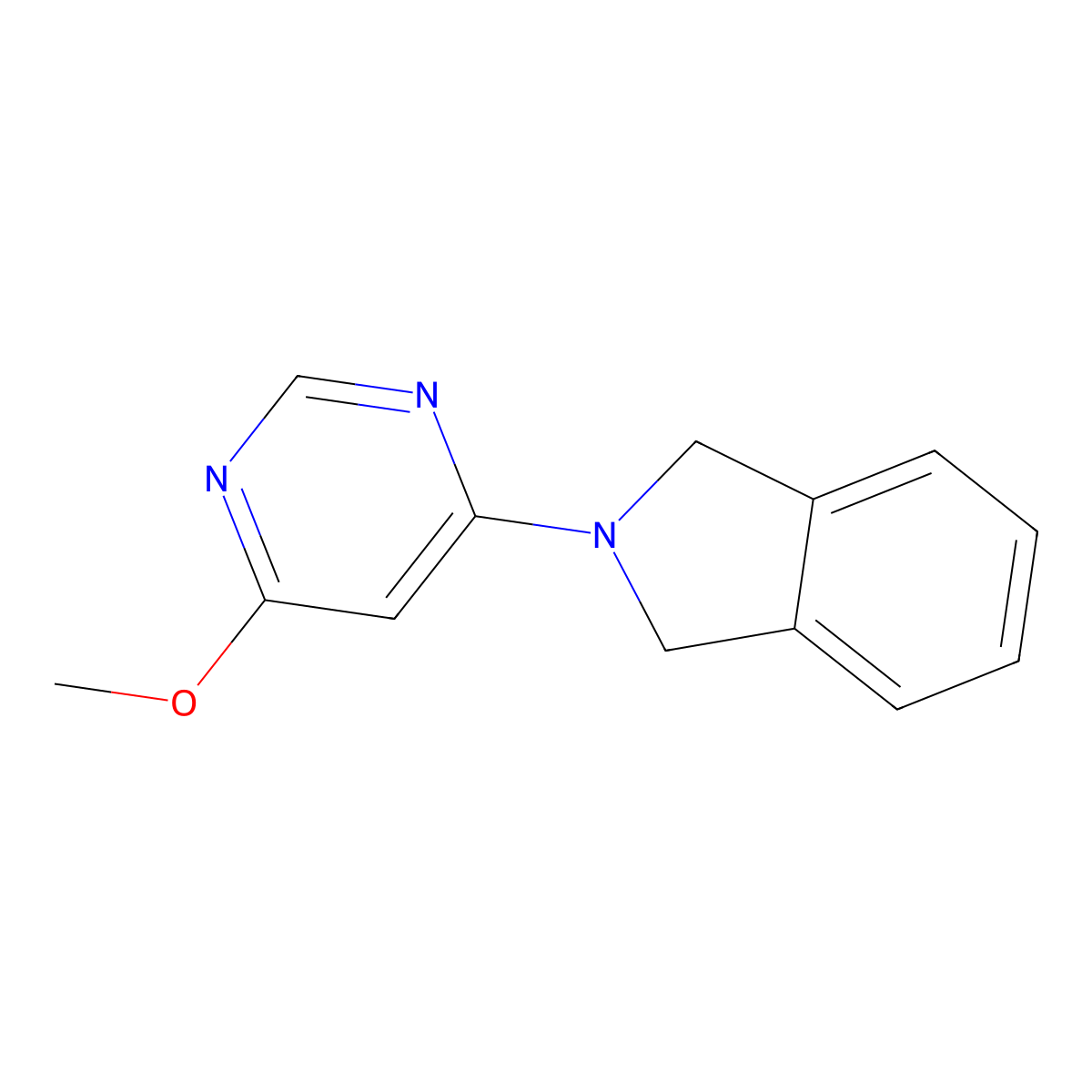 2-(6-methoxypyrimidin-4-yl)-2,3-dihydro-1H-isoindole molecular structure, CAS 2548975-79-5