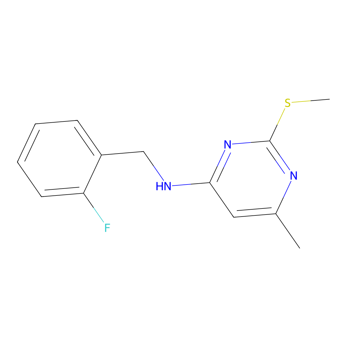 N-[(2-fluorophenyl)methyl]-6-methyl-2-(methylsulfanyl)pyrimidin-4-amine molecular structure, CAS 2548975-81-9