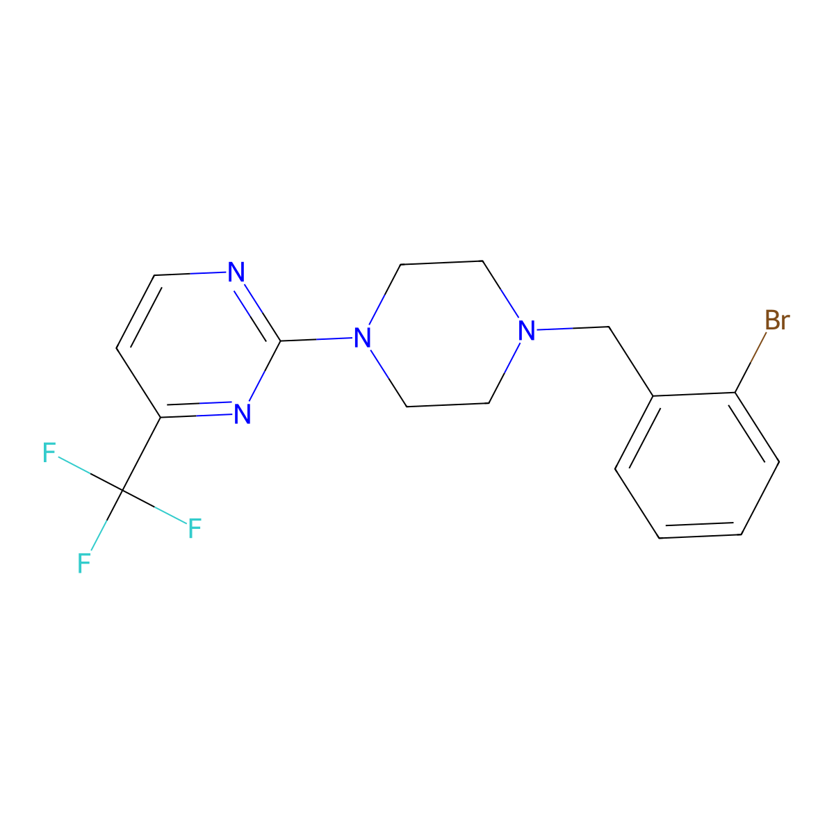 2-{4-[(2-Bromophenyl)methyl]piperazin-1-yl}-4-(trifluoromethyl)pyrimidine molecular structure, CAS 2548975-82-0
