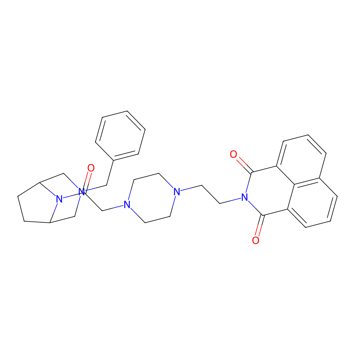 3-{2-[4-(2-{3-Benzyl-3,8-diazabicyclo[3.2.1]octan-8-yl}-2-oxoethyl)piperazin-1-yl]ethyl}-3-azatricyclo[7.3.1.0^{5,13}]trideca-1(13),5,7,9,11-pentaene-2,4-dione molecular structure, CAS 2548975-83-1