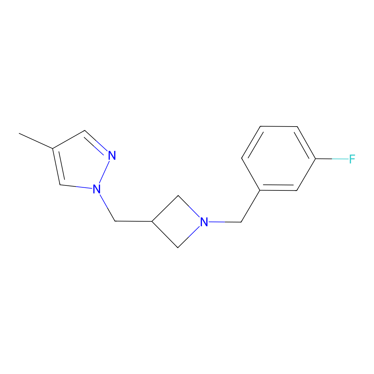 1-({1-[(3-fluorophenyl)methyl]azetidin-3-yl}methyl)-4-methyl-1H-pyrazole molecular structure, CAS 2548975-84-2