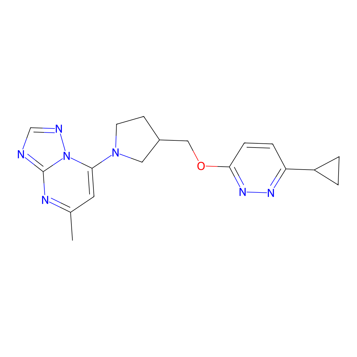 3-Cyclopropyl-6-[(1-{5-methyl-[1,2,4]triazolo[1,5-a]pyrimidin-7-yl}pyrrolidin-3-yl)methoxy]pyridazine molecular structure, CAS 2548975-87-5