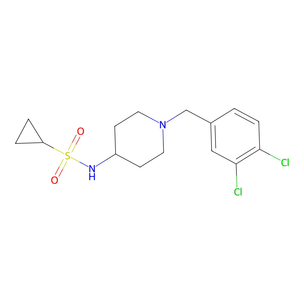 N-{1-[(3,4-dichlorophenyl)methyl]piperidin-4-yl}cyclopropanesulfonamide molecular structure, CAS 2548975-88-6