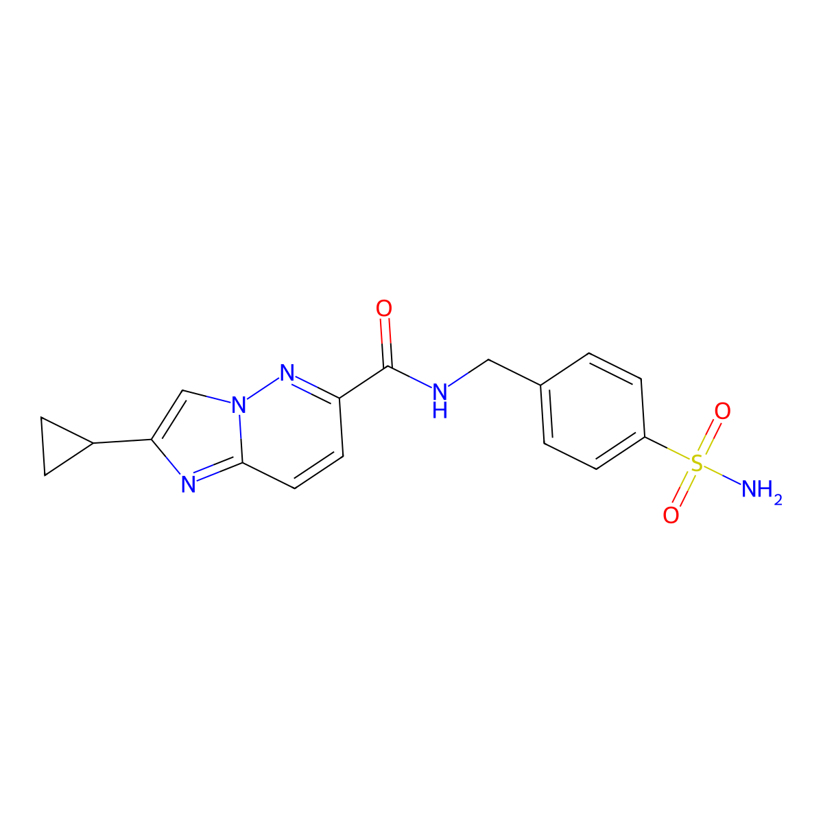 2-cyclopropyl-N-[(4-sulfamoylphenyl)methyl]imidazo[1,2-b]pyridazine-6-carboxamide molecular structure, CAS 2548975-90-0