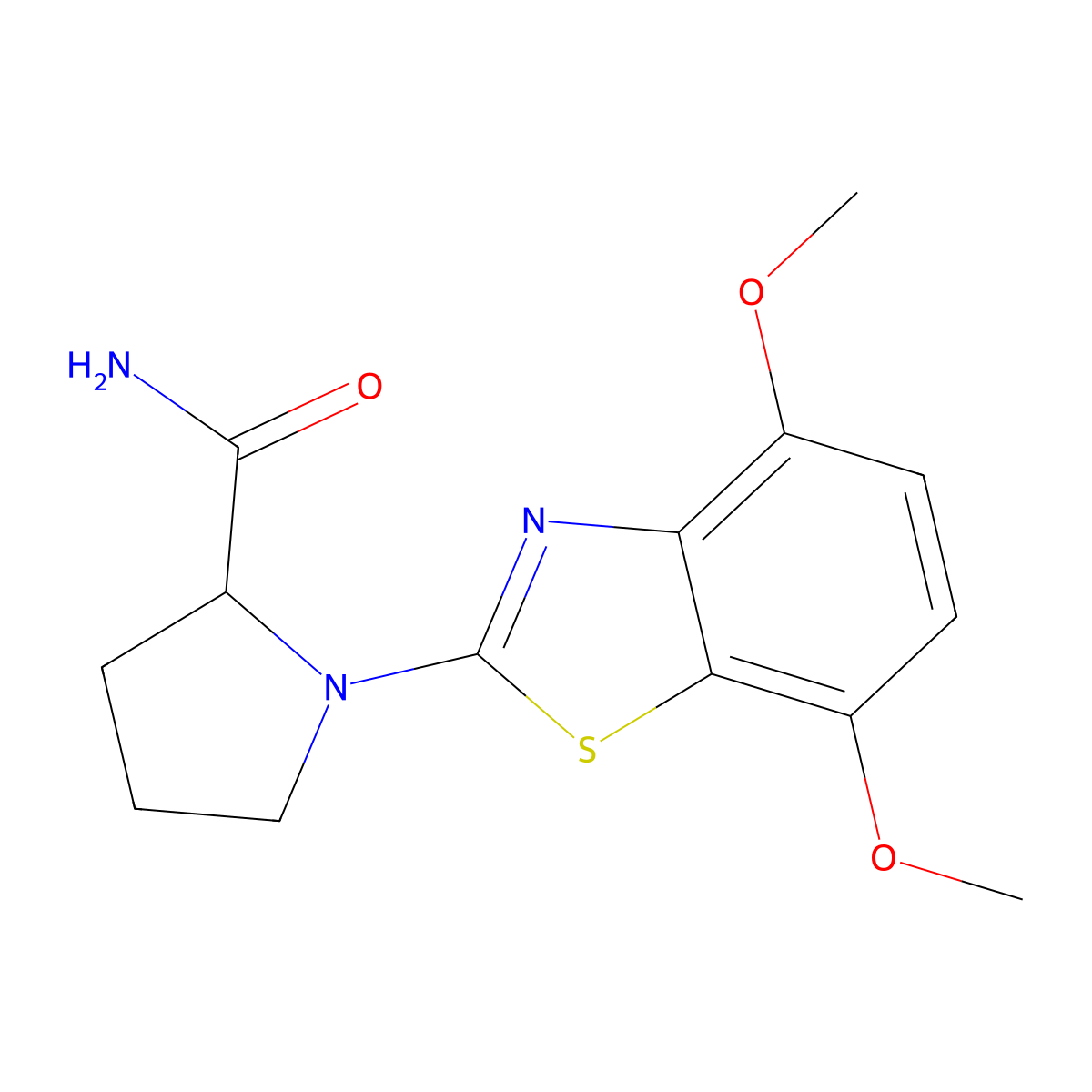 1-(4,7-Dimethoxy-1,3-benzothiazol-2-yl)pyrrolidine-2-carboxamide molecular structure, CAS 2548975-91-1