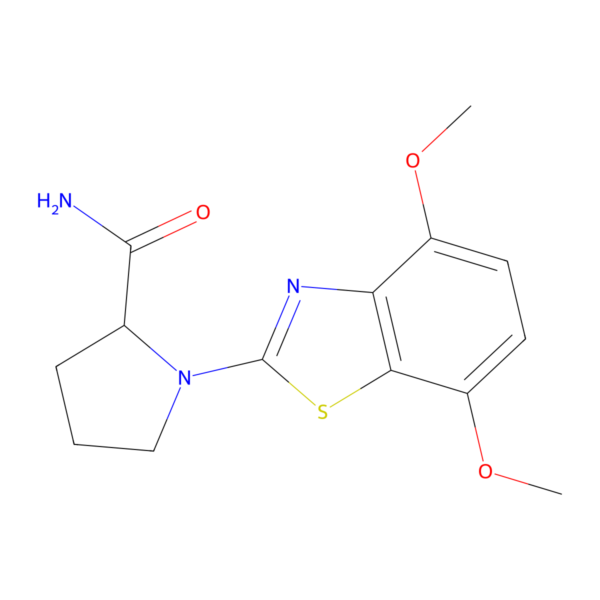 1-(4,7-Dimethoxy-1,3-benzothiazol-2-yl)pyrrolidine-2-carboxamide molecular structure, CAS 2548975-91-1