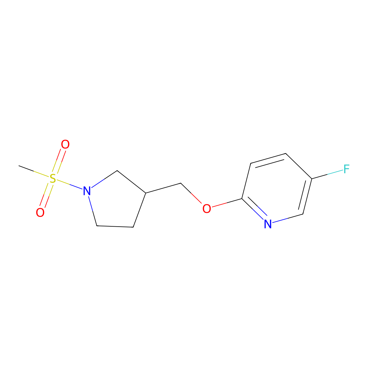 5-Fluoro-2-[(1-methanesulfonylpyrrolidin-3-yl)methoxy]pyridine molecular structure, CAS 2548975-94-4