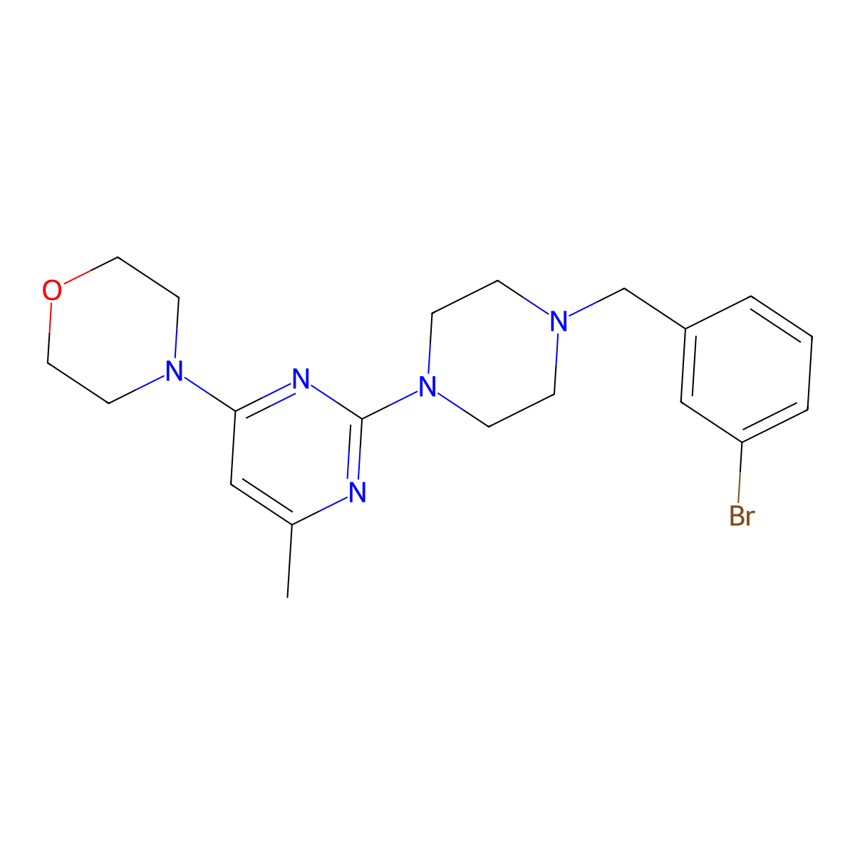 4-(2-{4-[(3-Bromophenyl)methyl]piperazin-1-yl}-6-methylpyrimidin-4-yl)morpholine molecular structure, CAS 2548975-98-8