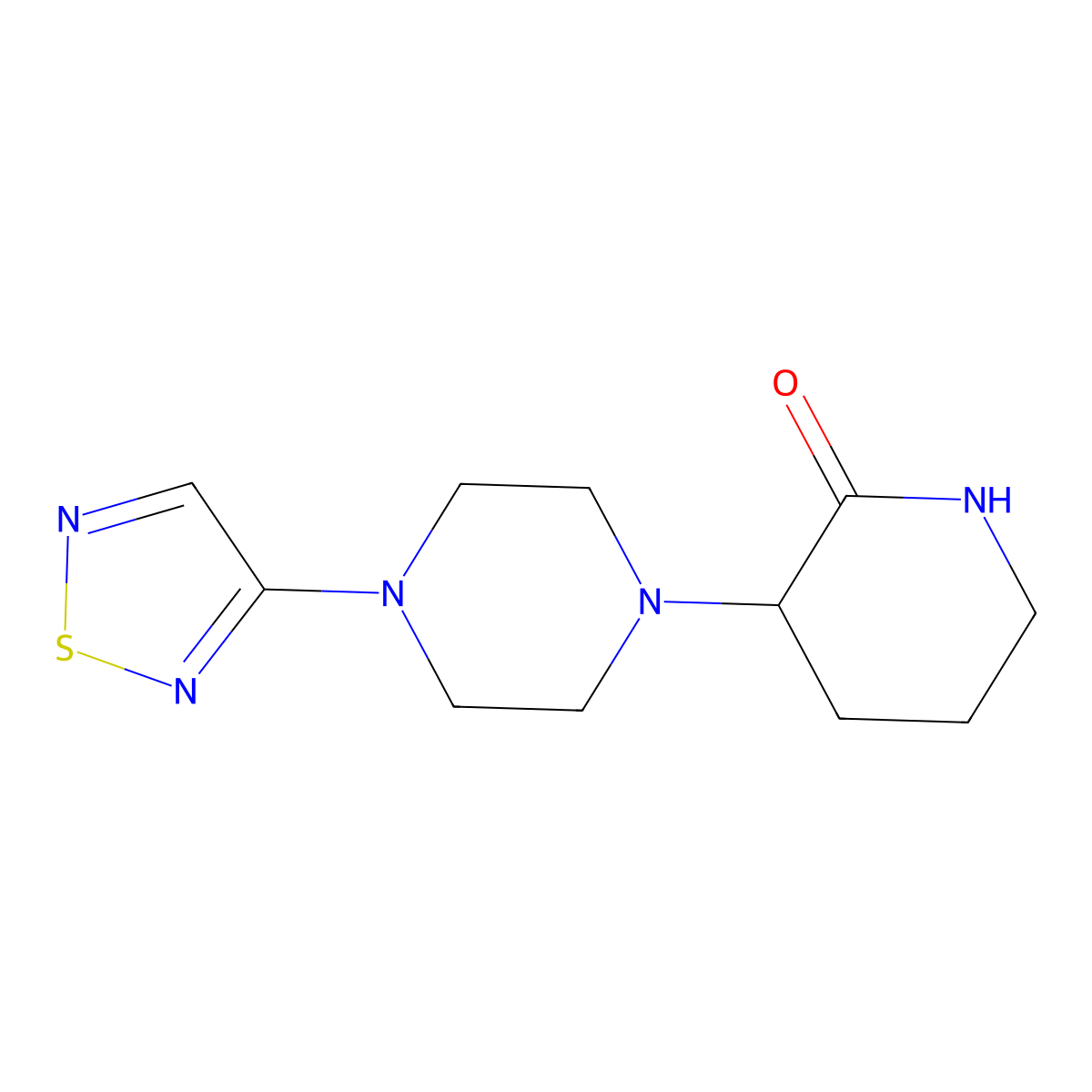3-[4-(1,2,5-Thiadiazol-3-yl)piperazin-1-yl]piperidin-2-one molecular structure, CAS 2548976-00-5