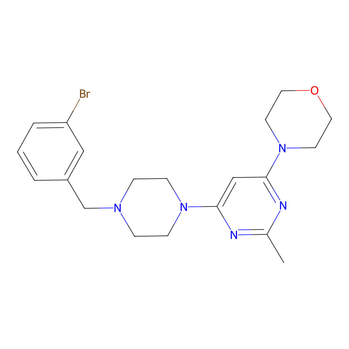 4-(6-{4-[(3-Bromophenyl)methyl]piperazin-1-yl}-2-methylpyrimidin-4-yl)morpholine molecular structure, CAS 2548976-03-8