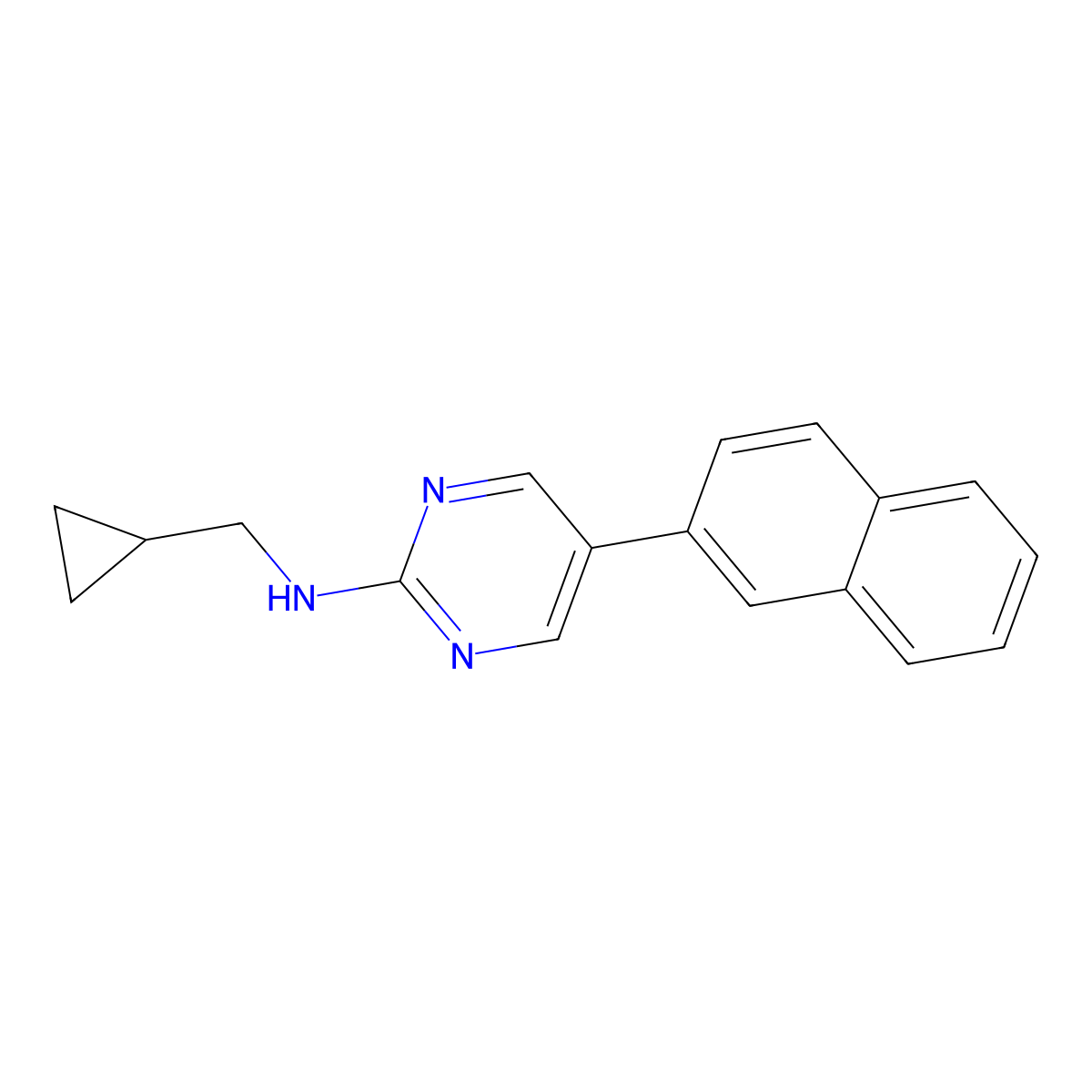 N-(cyclopropylmethyl)-5-(naphthalen-2-yl)pyrimidin-2-amine molecular structure, CAS 2548976-04-9