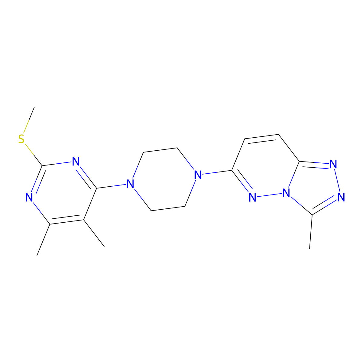 4,5-Dimethyl-6-(4-{3-methyl-[1,2,4]triazolo[4,3-b]pyridazin-6-yl}piperazin-1-yl)-2-(methylsulfanyl)pyrimidine molecular structure, CAS 2548976-10-7