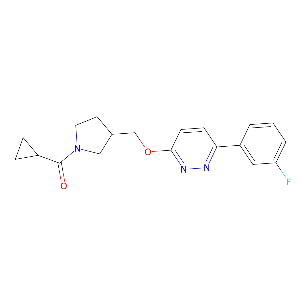 3-[(1-Cyclopropanecarbonylpyrrolidin-3-yl)methoxy]-6-(3-fluorophenyl)pyridazine molecular structure, CAS 2548976-17-4